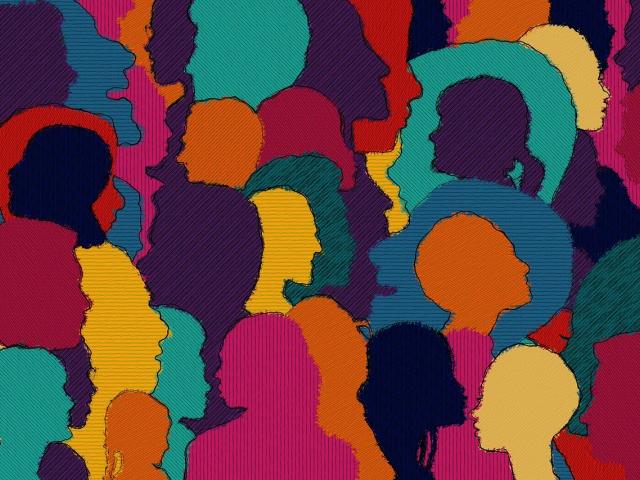 Dessin foule colorée