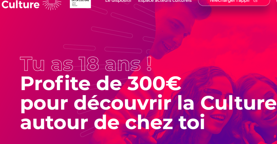 Vignette extraite de la page d'accueil du site web pass Culture